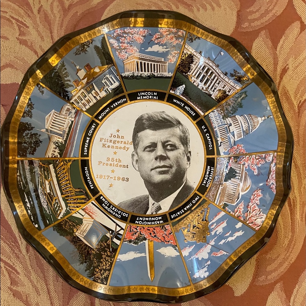Vintage Kennedy memorabilia dish DC monuments, 60s